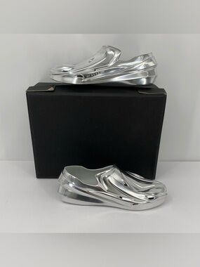 1017 Alyx 9SM Mono slide clog mule silver metallic wedge chunky sandal new 41 11